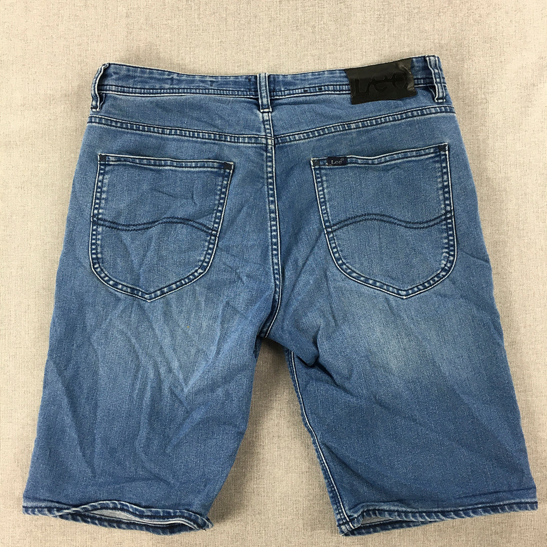 Lee Mens Denim Shorts Size 32 Blue Pockets Straight Leg Jorts