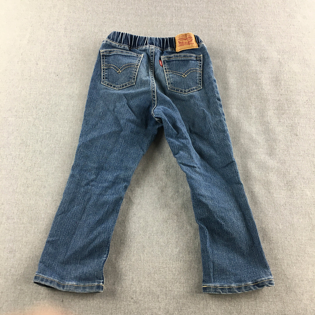 Levi's Kids Boys Jeans Size 4 Blue Elastic Waist Distressed Denim Straight Leg