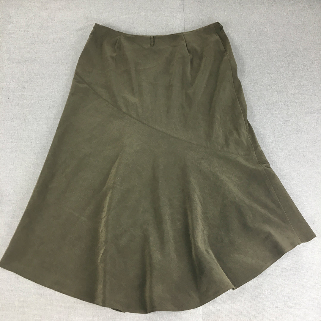 Wombat Womens Maxi Skirt Size 14 Khaki Green Layered