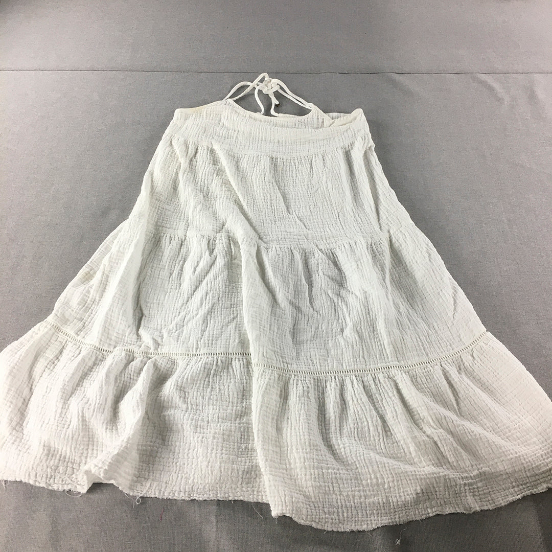 Ghanda Womens Dress Size M White Midi Flared A-Line