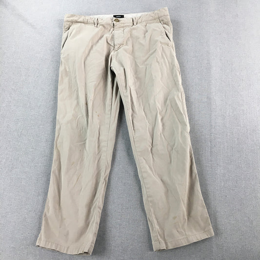 Hugo Boss Mens Chino Pants Size 32 Cream Beige Straight Leg Pockets