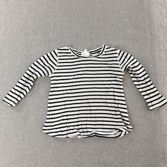 Seed Heritage Kids Girls Top Size 2 Baby Toddler White Blue Striped Shirt Knit