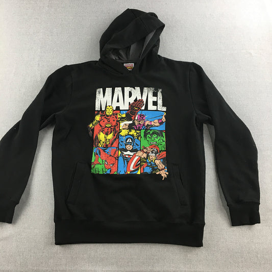 Marvel Superheros Mens Hoodie Sweater Size S Black Iron Man Hulk Spiderman