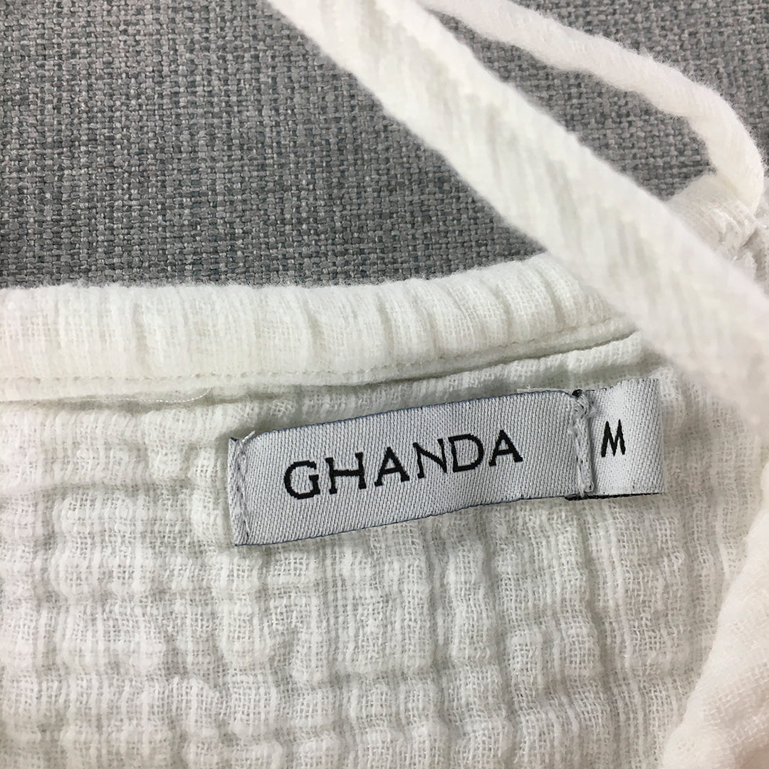 Ghanda Womens Dress Size M White Midi Flared A-Line