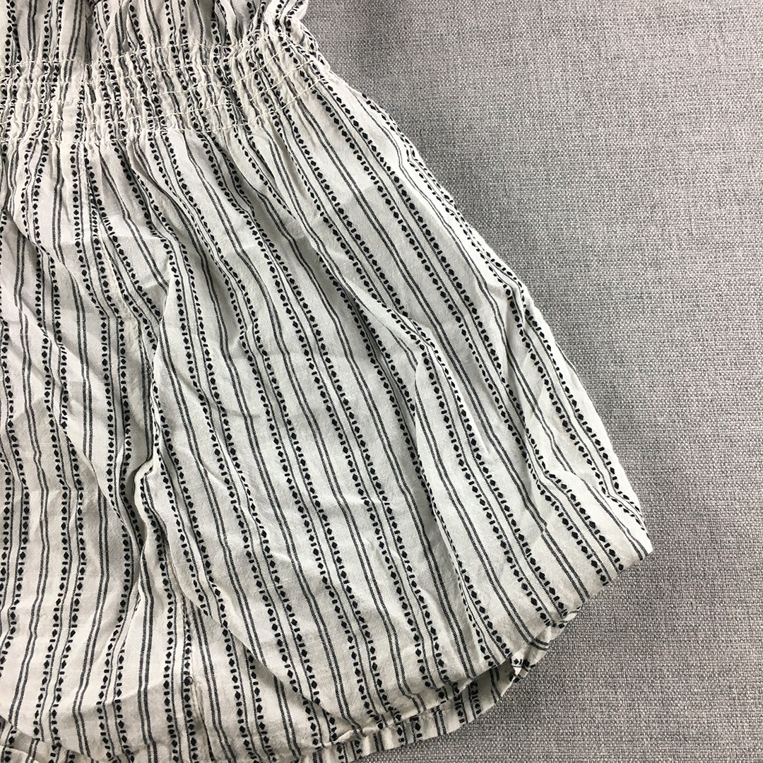 Guess Womens Top Size M White Striped Sleeveless Blouse