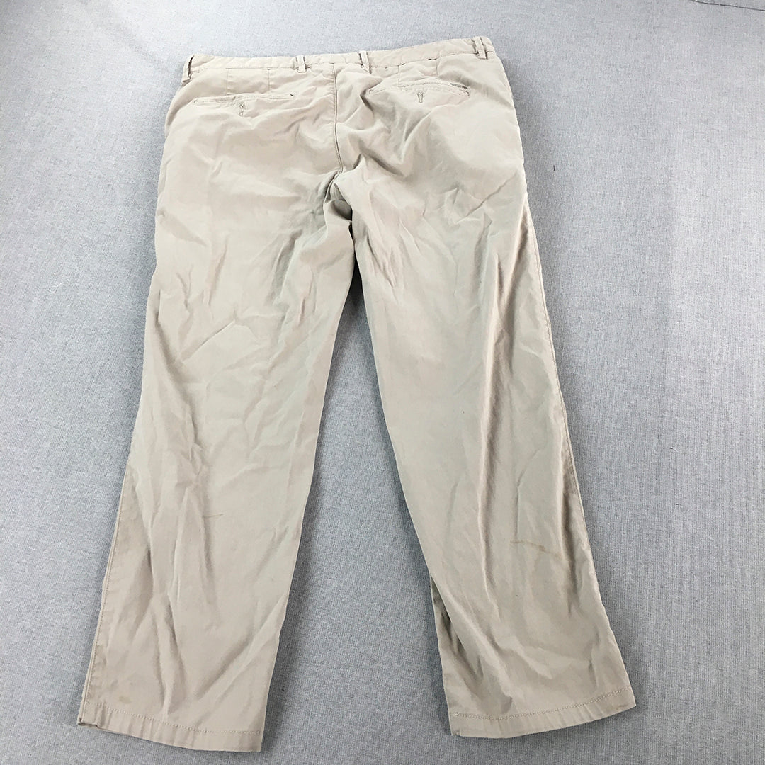 Hugo Boss Mens Chino Pants Size 32 Cream Beige Straight Leg Pockets