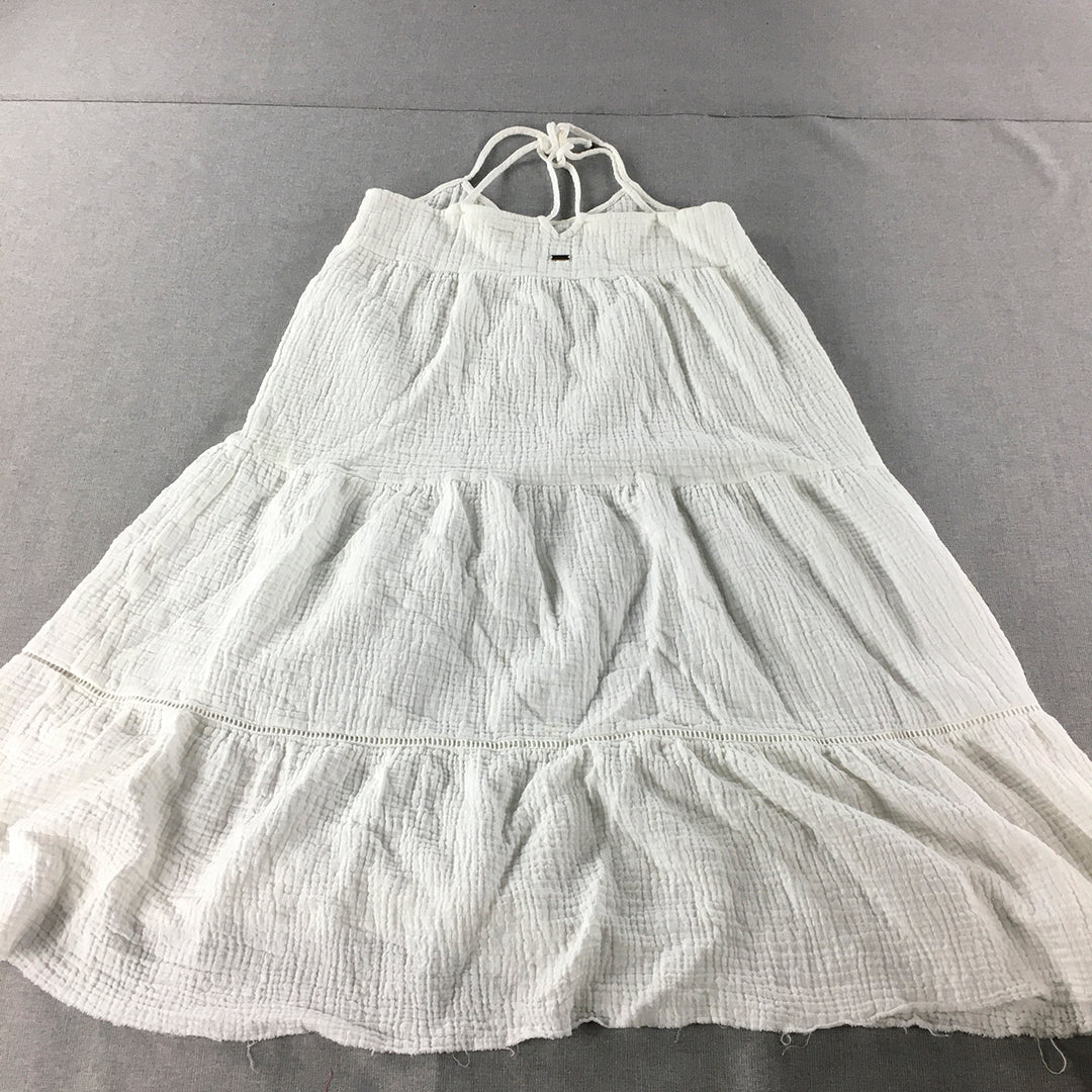 Ghanda Womens Dress Size M White Midi Flared A-Line