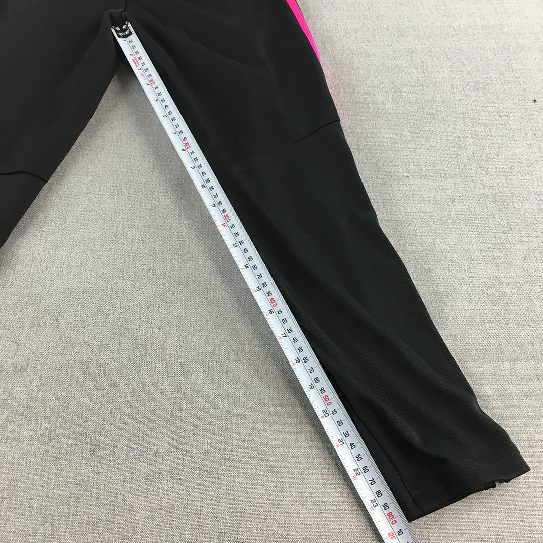 Adidas Kids Girls Tracksuit Pants Size 9 - 10 Years Black Pink Logo Jogger