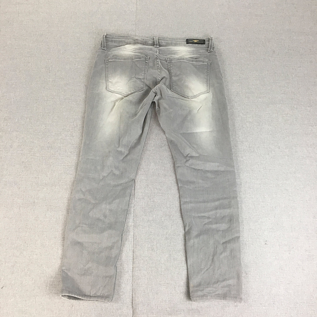 Spykar Womens Jeans Size 30 Grey Light Wash Alicia Skinny Mid Rise Ankle Length