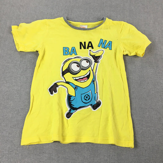 Despicable Me Kids Boys T-Shirt Size 7 Yellow Minion Banana Short Sleeve Top