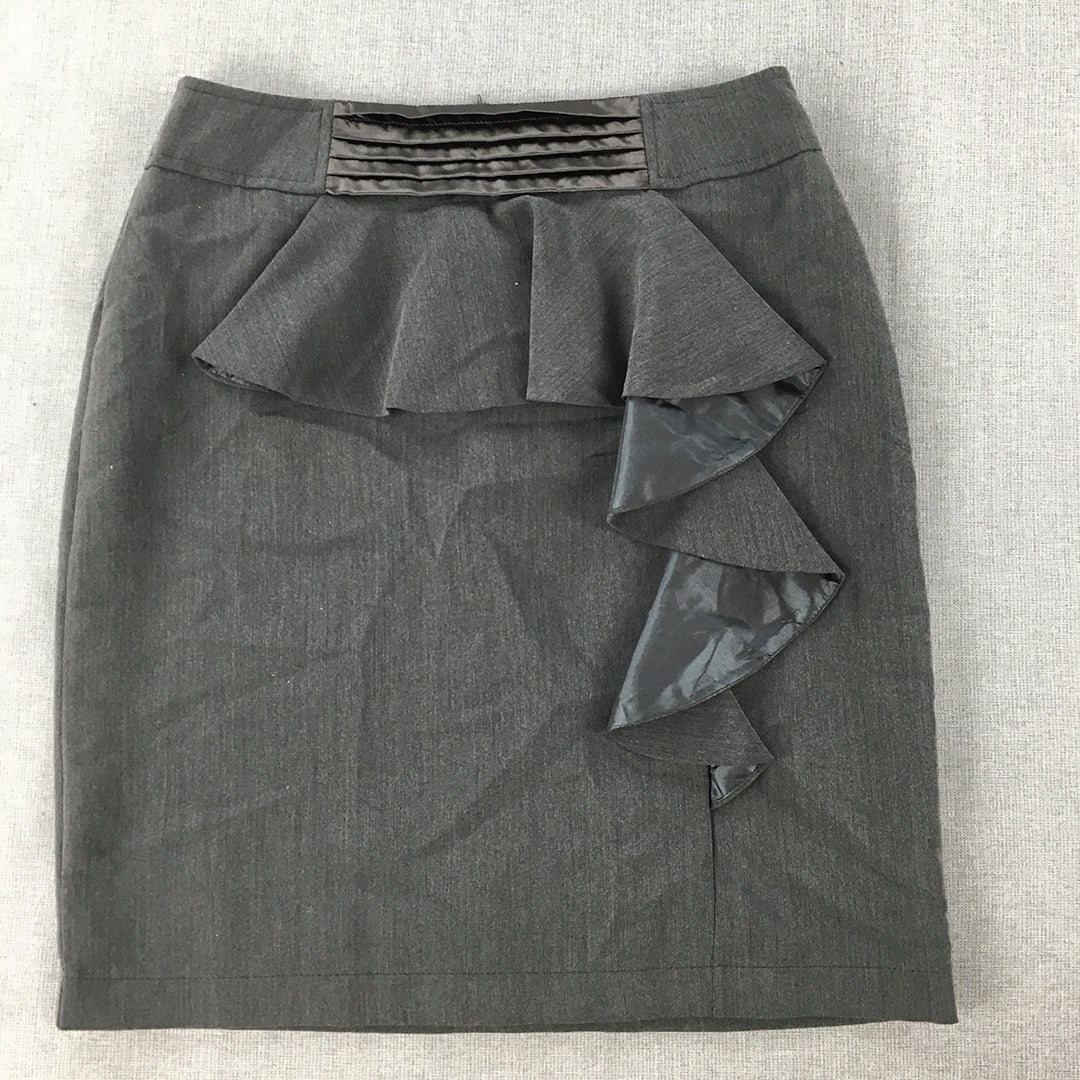 Caroline K Morgan Womens Midi Skirt Size 8 Grey Pencil Straight