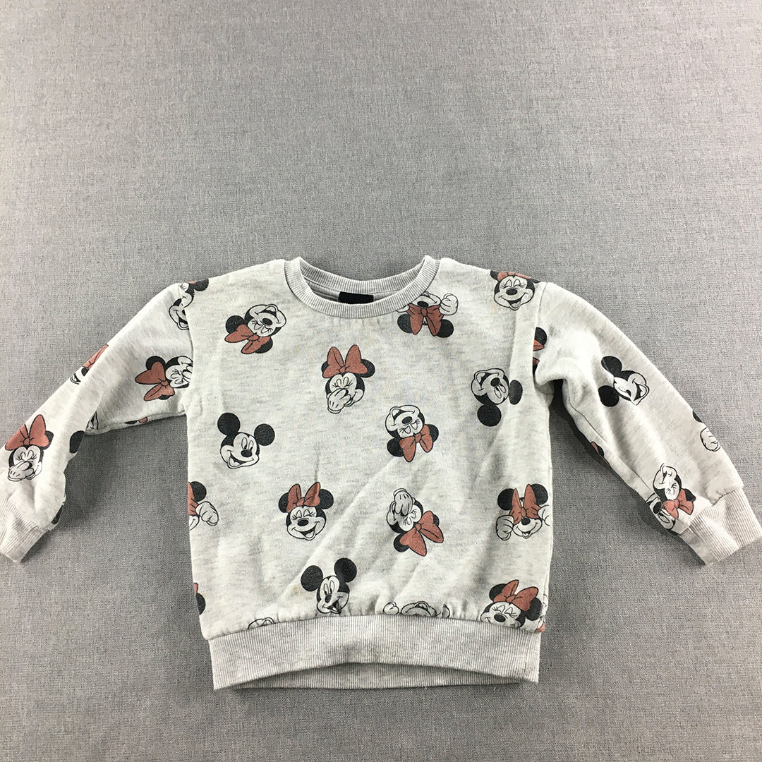 Disney Minnie Mouse Kids Girls Sweater Size 3 Toddler Grey Jumper