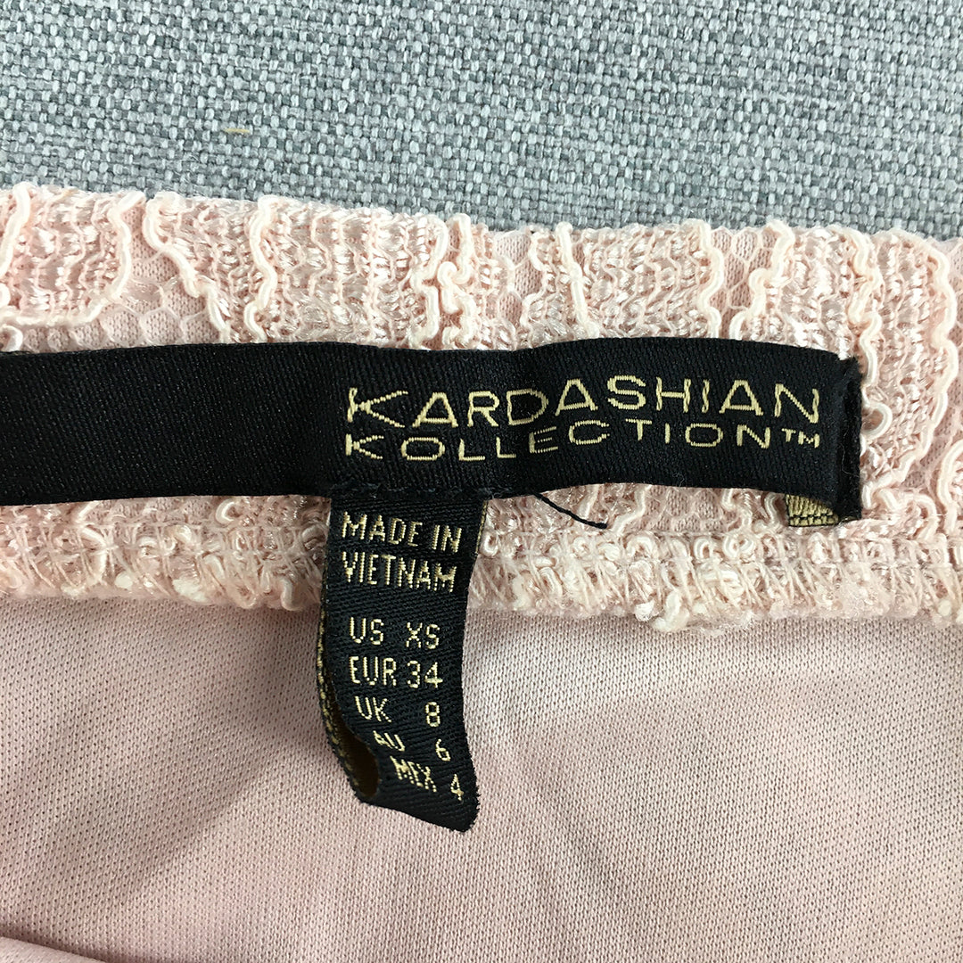 Kardashian Kollection Womens Skirt Size XS Pink Floral Lace Straight