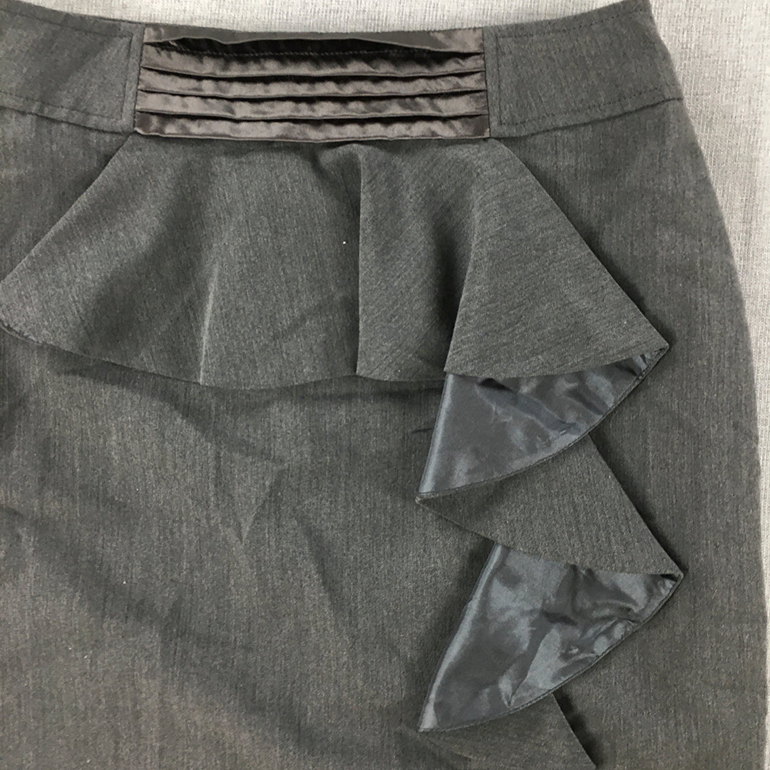 Caroline K Morgan Womens Midi Skirt Size 8 Grey Pencil Straight