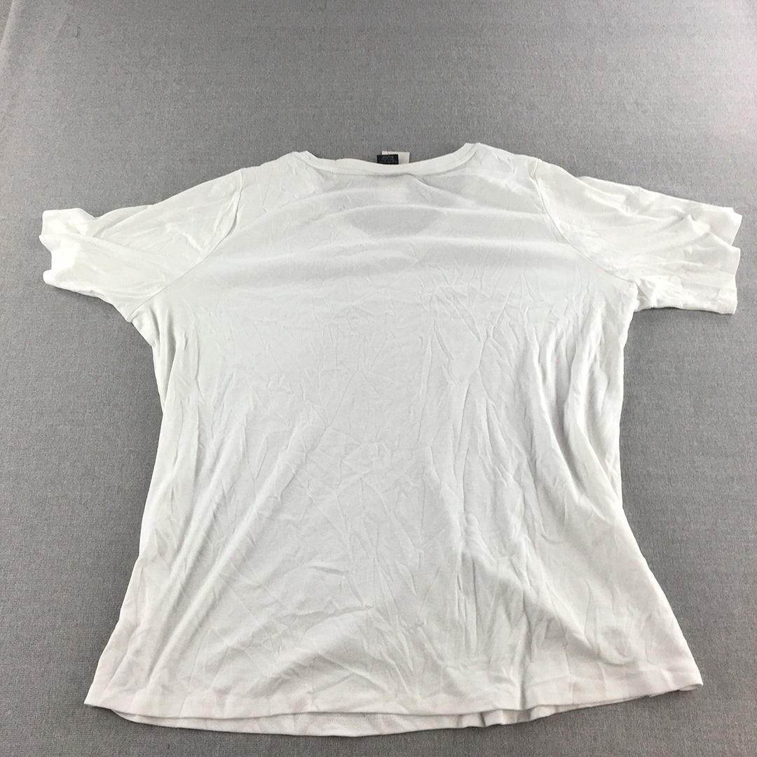 NEW Evans Womens T-Shirt Size 26/28 White Short Sleeve V-Neck Top