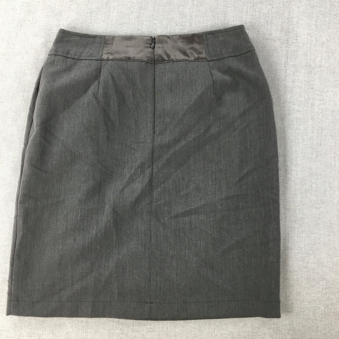 Caroline K Morgan Womens Midi Skirt Size 8 Grey Pencil Straight