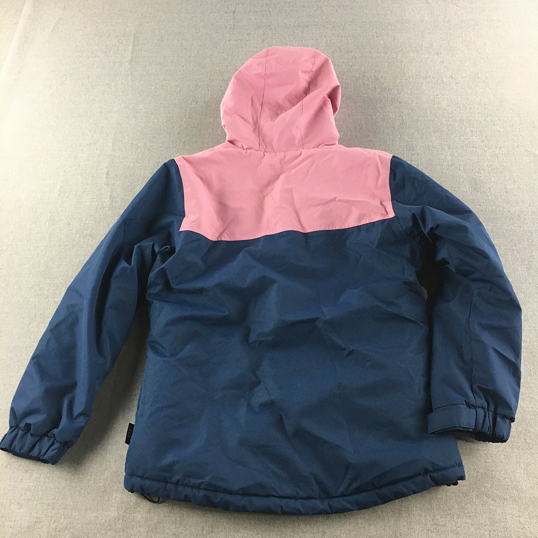 37 Degrees South Kids Girls Ski Snow Jacket Size 12 Pink Blue Zip-Up Hooded