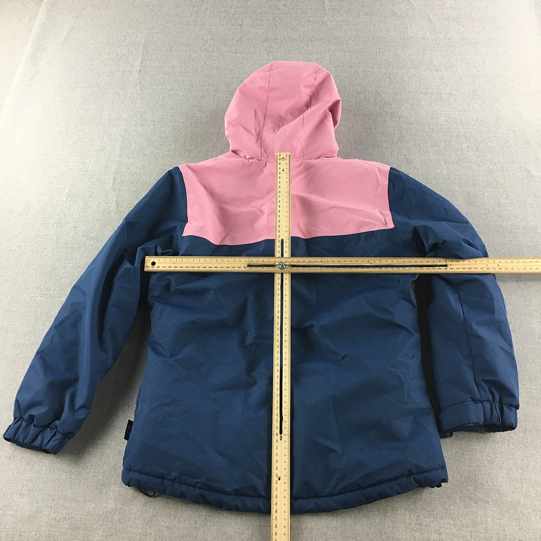 37 Degrees South Kids Girls Ski Snow Jacket Size 12 Pink Blue Zip-Up Hooded