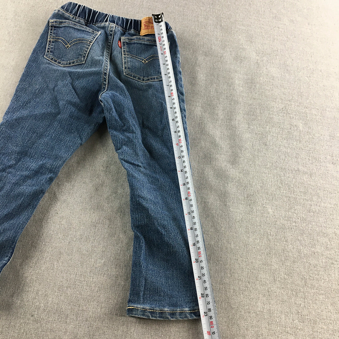 Levi's Kids Boys Jeans Size 4 Blue Elastic Waist Distressed Denim Straight Leg