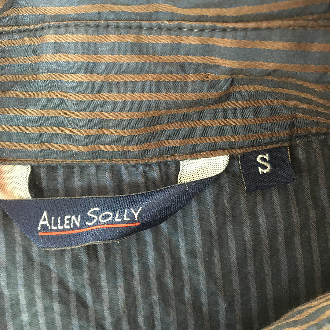 Allen Solly Womens Shirt Size S Blue & Brown Striped Long Sleeve Button-Up