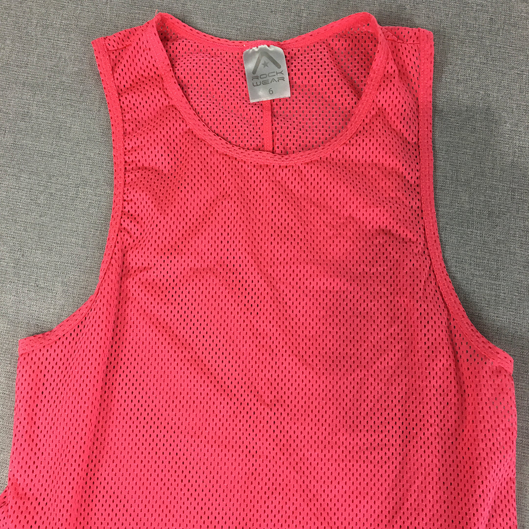 Rockwear Womens Mesh Tank Top Size 6 Coral Pink Sleeveless Activewear Gym