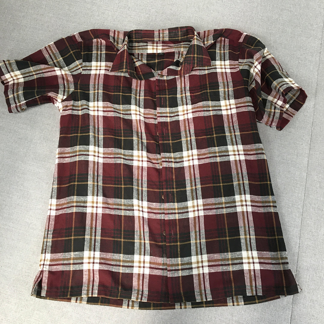 Bruno Piattelli Mens Shirt Size L Red Checkered Short Sleeve Button-Up