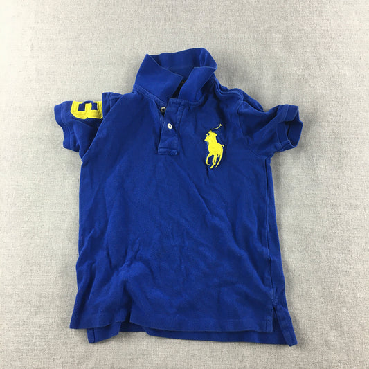 Polo Ralph Lauren Kids Boys Shirt Size 7 Blue Big Pony Collared Rugby