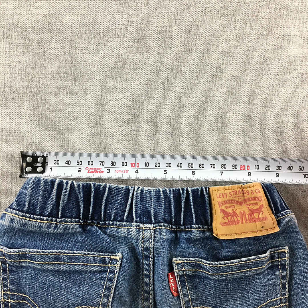 Levi's Kids Boys Jeans Size 4 Blue Elastic Waist Distressed Denim Straight Leg