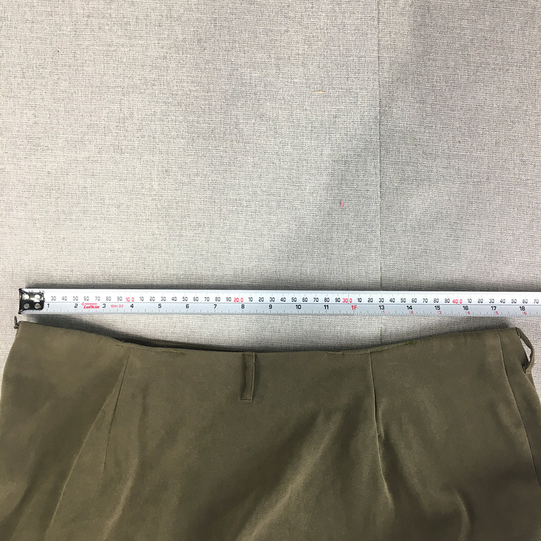 Wombat Womens Maxi Skirt Size 14 Khaki Green Layered