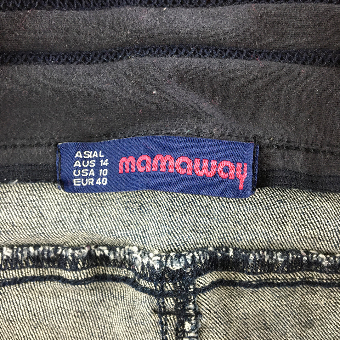 Mamaway Womens Maternity Jeans Size L Blue Dark Wash Stretch Denim