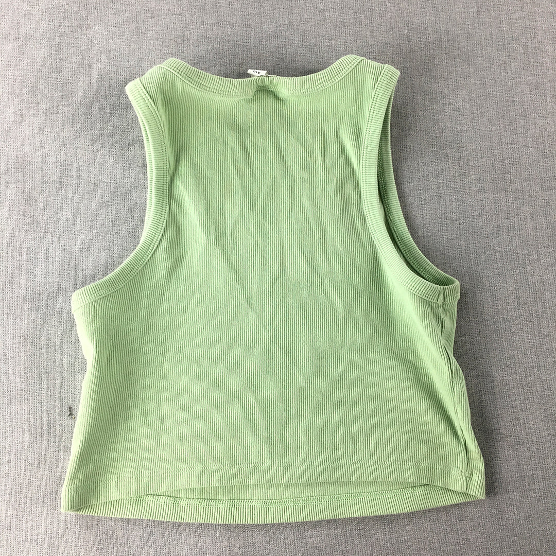 H&M Womens Knit Tank Top Size M Green Sleeveless Stretch Shirt