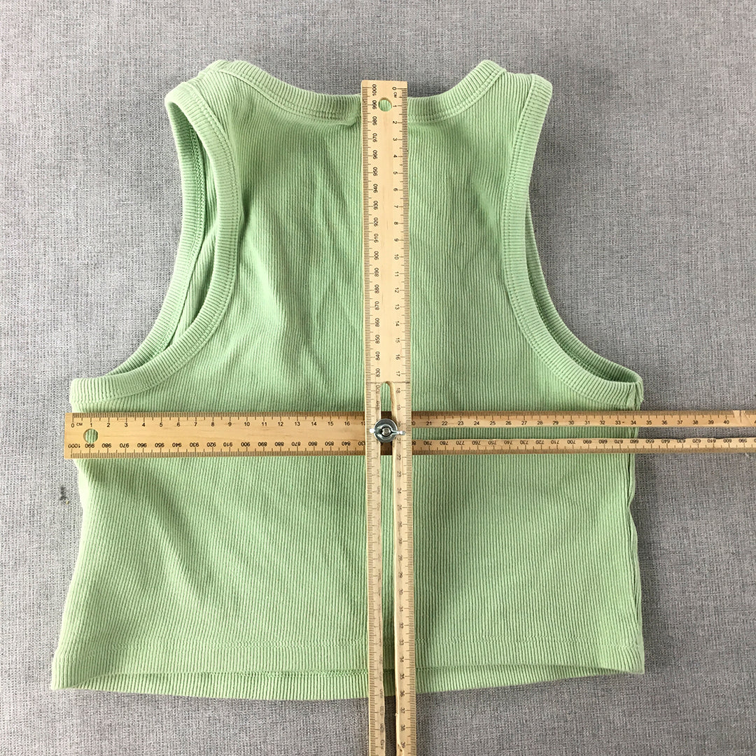 H&M Womens Knit Tank Top Size M Green Sleeveless Stretch Shirt