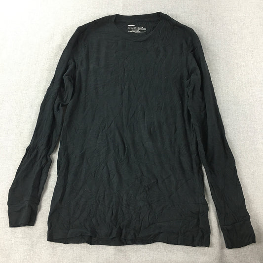 Public Opinion Womens Thermal Shirt Size XL Black Long Sleeve Knit Pullover