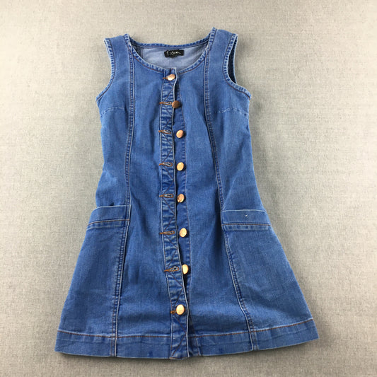 Future You Womens Denim Top Size XS Blue Sleeveless Pockets Shirt Blouse