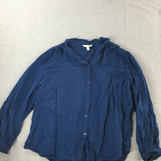 H&M Mens Shirt Size XL Blue Long Sleeve Button-Up Collared