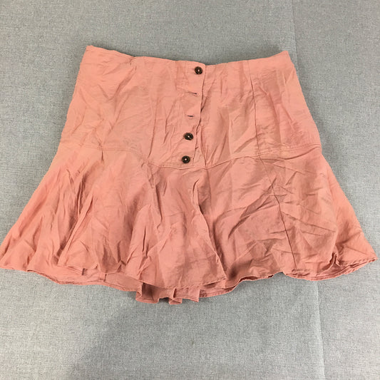 Zara Womens Mini Skirt Size XL Pink Button Flared Hem