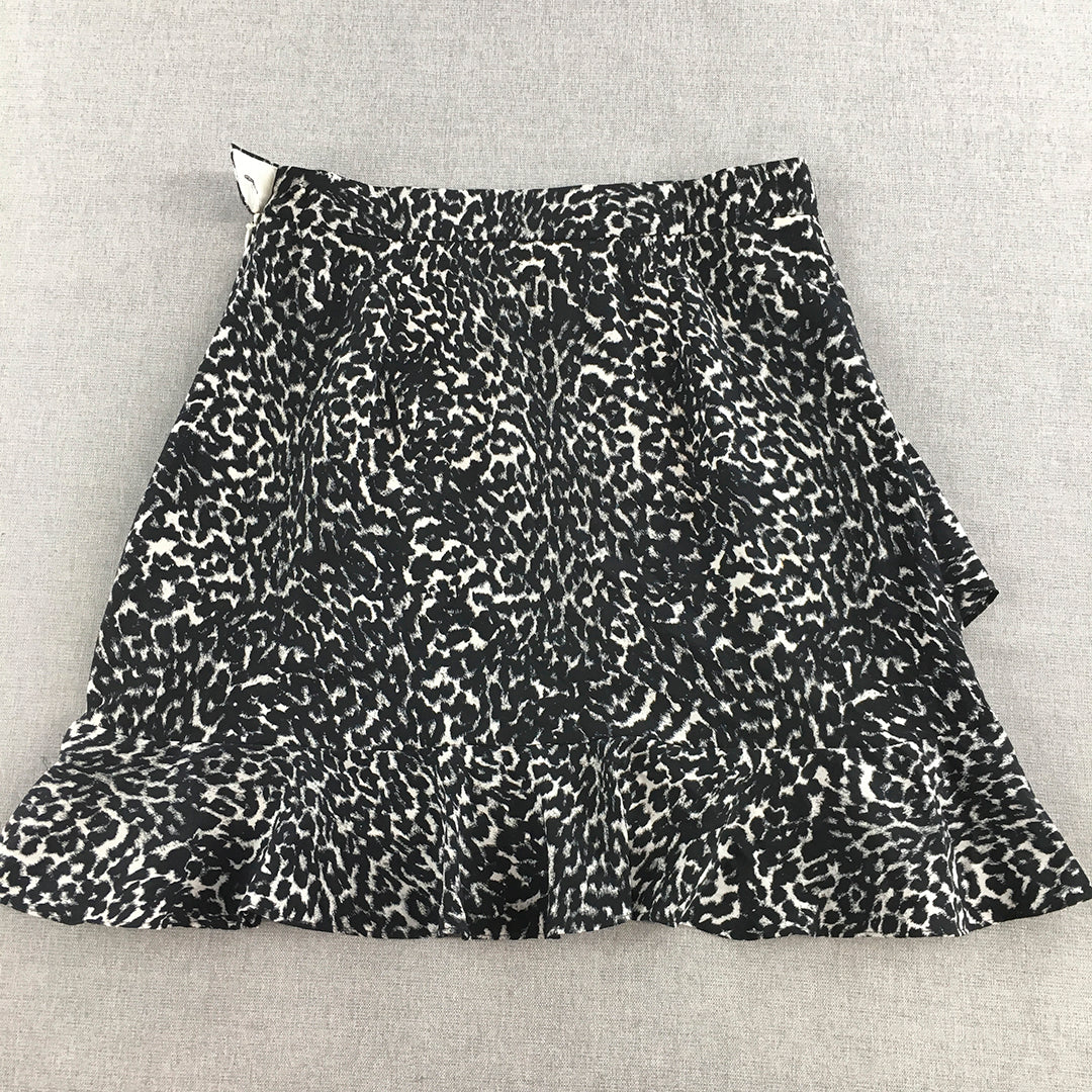 Witchery Womens Mini Skirt Size 8 Black Dot Pattern A-Line