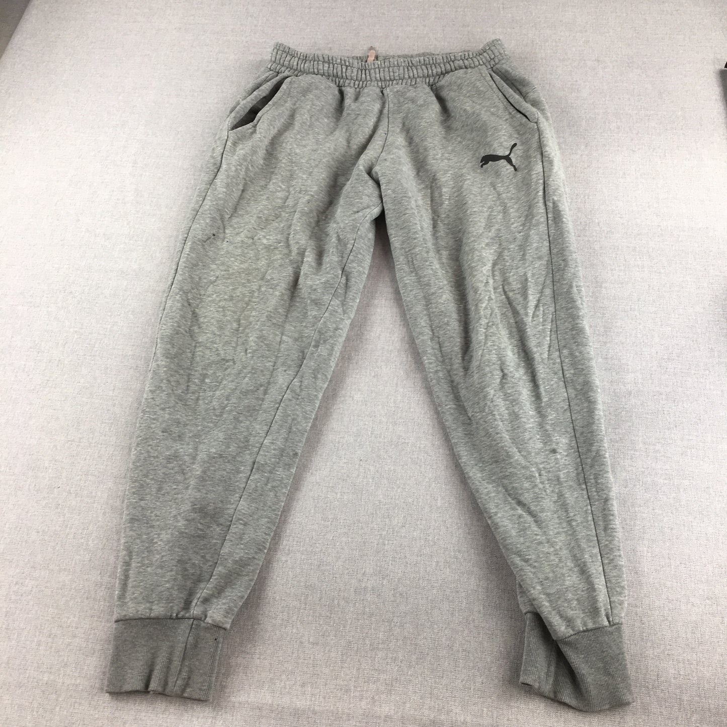 Puma Womens Tracksuit Pants Size M Grey Logo Pockets Sweat Jogger