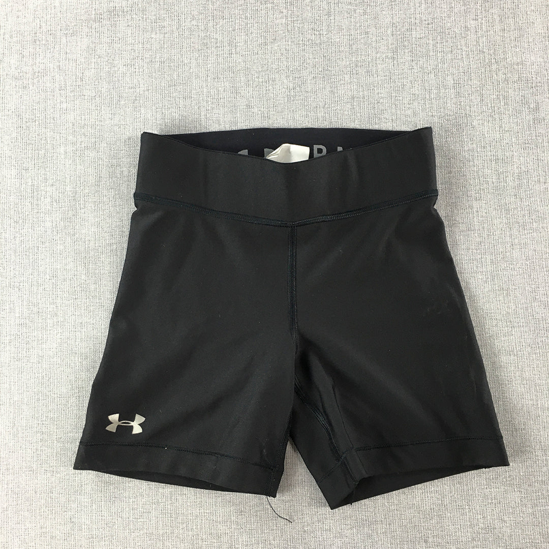 Under Armour Womens Shorts Size XS Black Logo Stretch Fabric Activewear