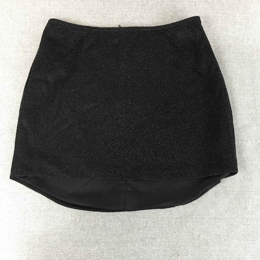 Sndys The Label Womens Mini Skirt Size S Black Sparkle Back Zip