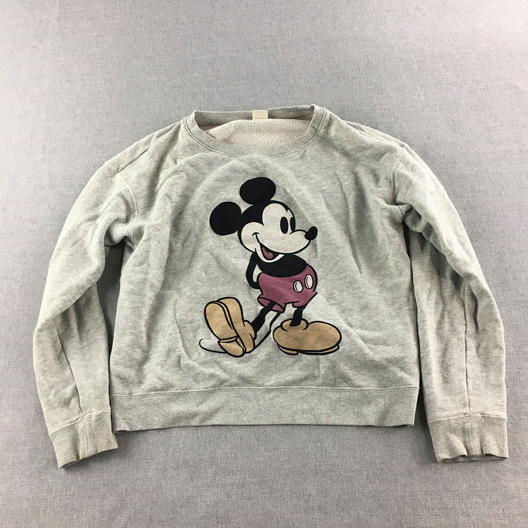 Disney x Uniqlo Womens Sweater Size L Grey Mickey Mouse Pullover Jumper