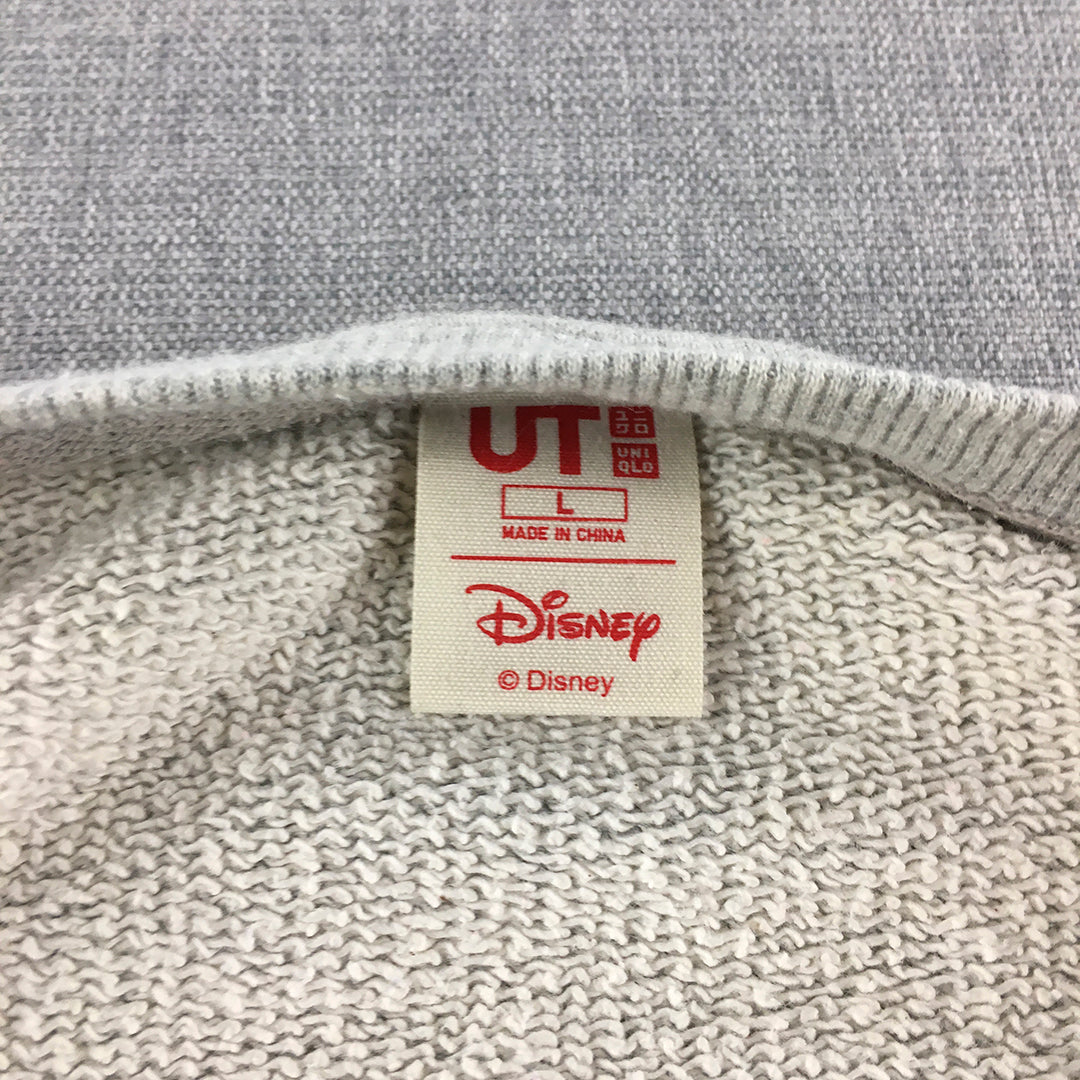 Disney x Uniqlo Womens Sweater Size L Grey Mickey Mouse Pullover Jumper