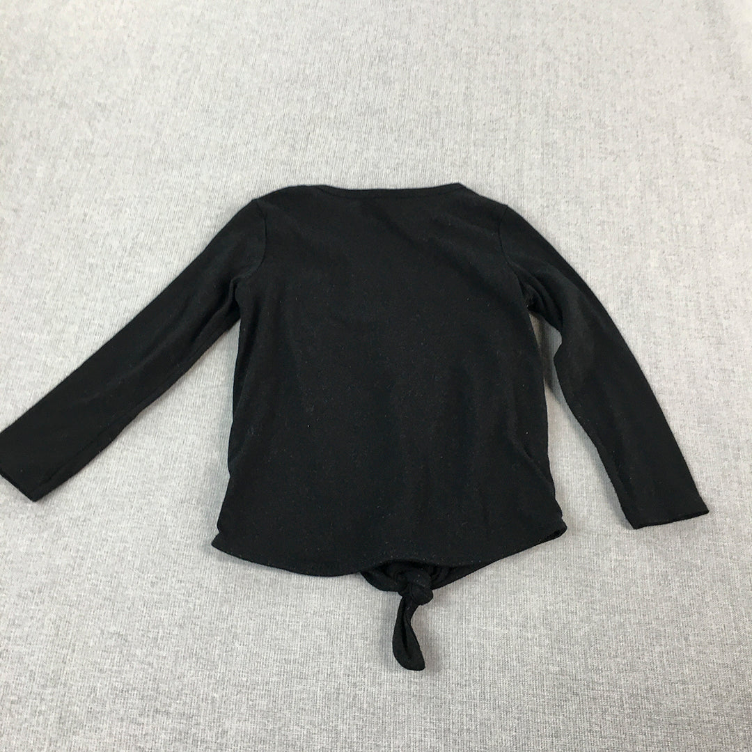 Puma Kids Girls Top Size 3 Toddler Black Pink Logo Long Sleeve Pullover Shirt