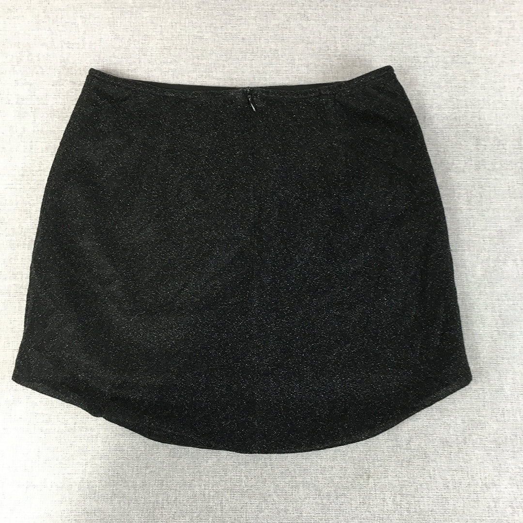 Sndys The Label Womens Mini Skirt Size S Black Sparkle Back Zip