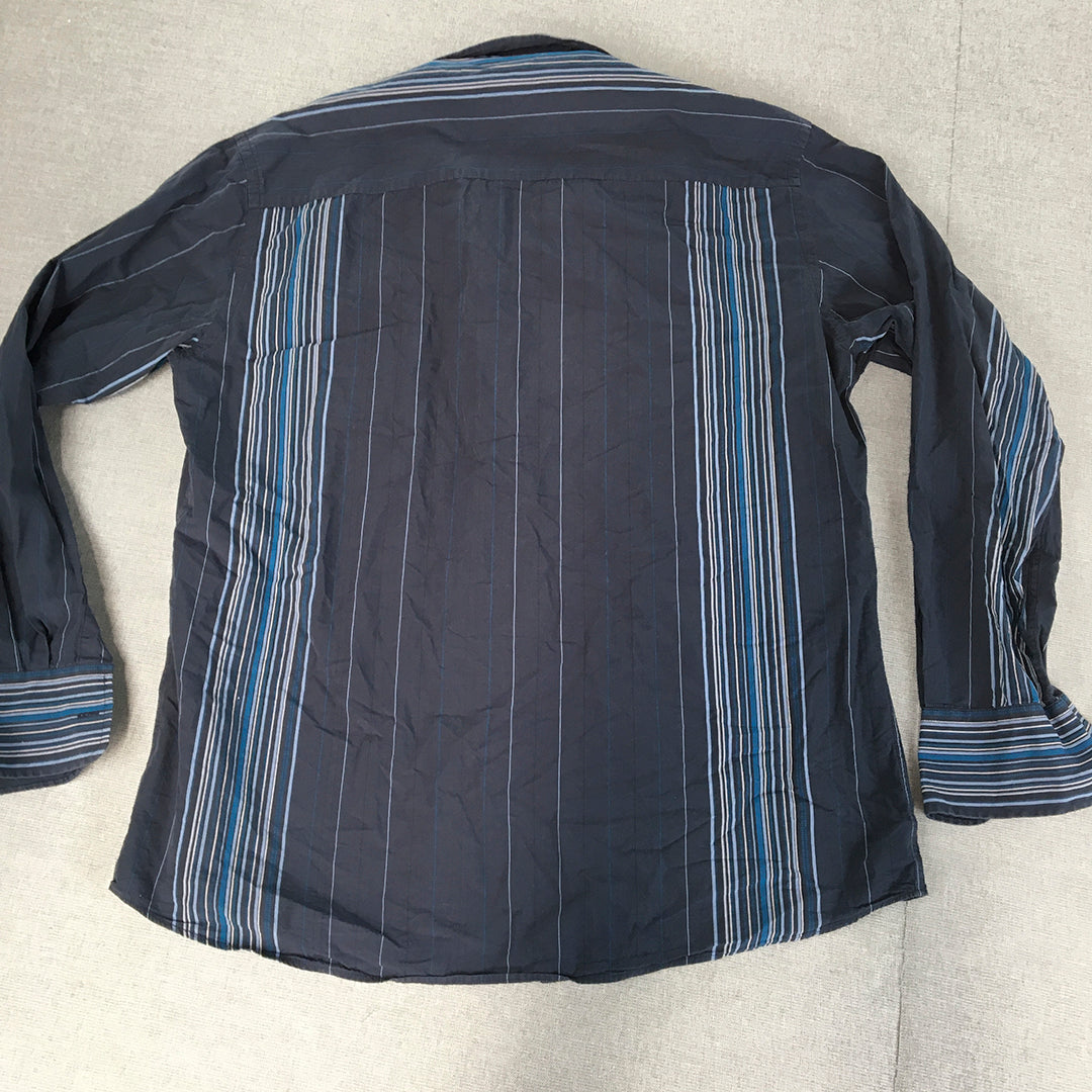 Colorado Mens Shirt Size L Blue Striped Long Sleeve Button-Up