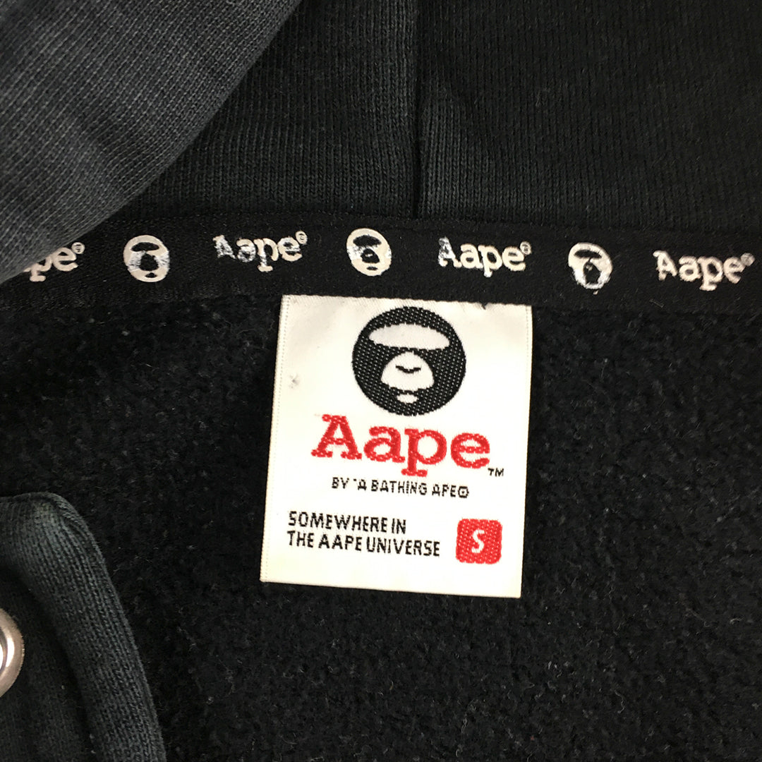 Vintage AAPE by A Bathing Ape Mens Hoodie Jacket Size S Black Varsity Logo