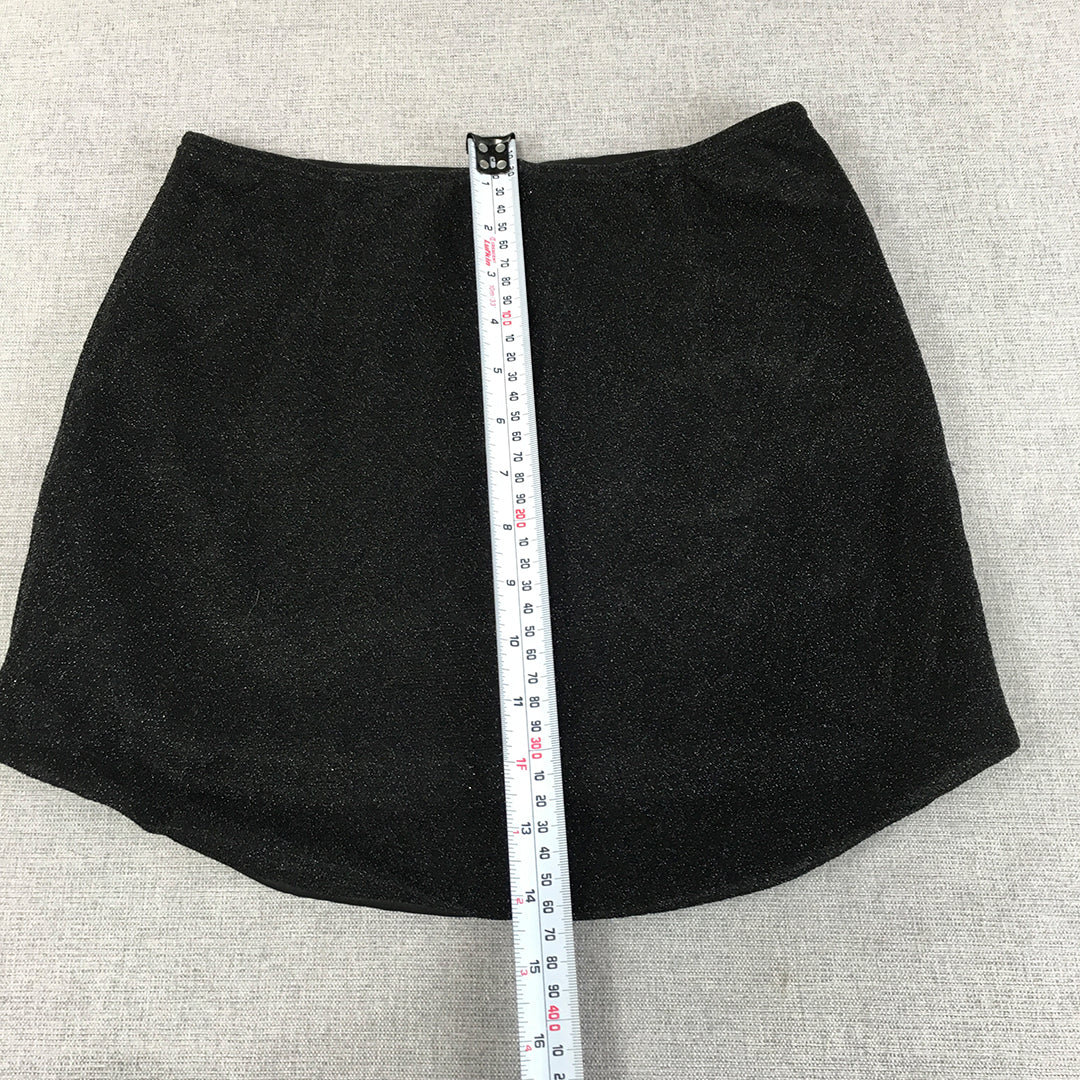 Sndys The Label Womens Mini Skirt Size S Black Sparkle Back Zip