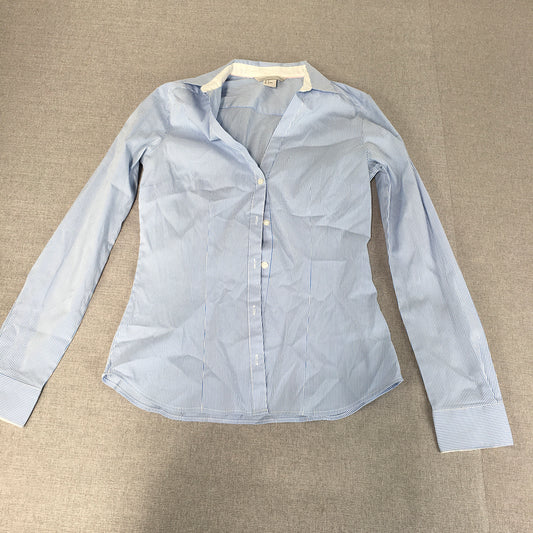 H&M Womens Top Size 4 Blue Striped Long Sleeve Button-Up Shirt