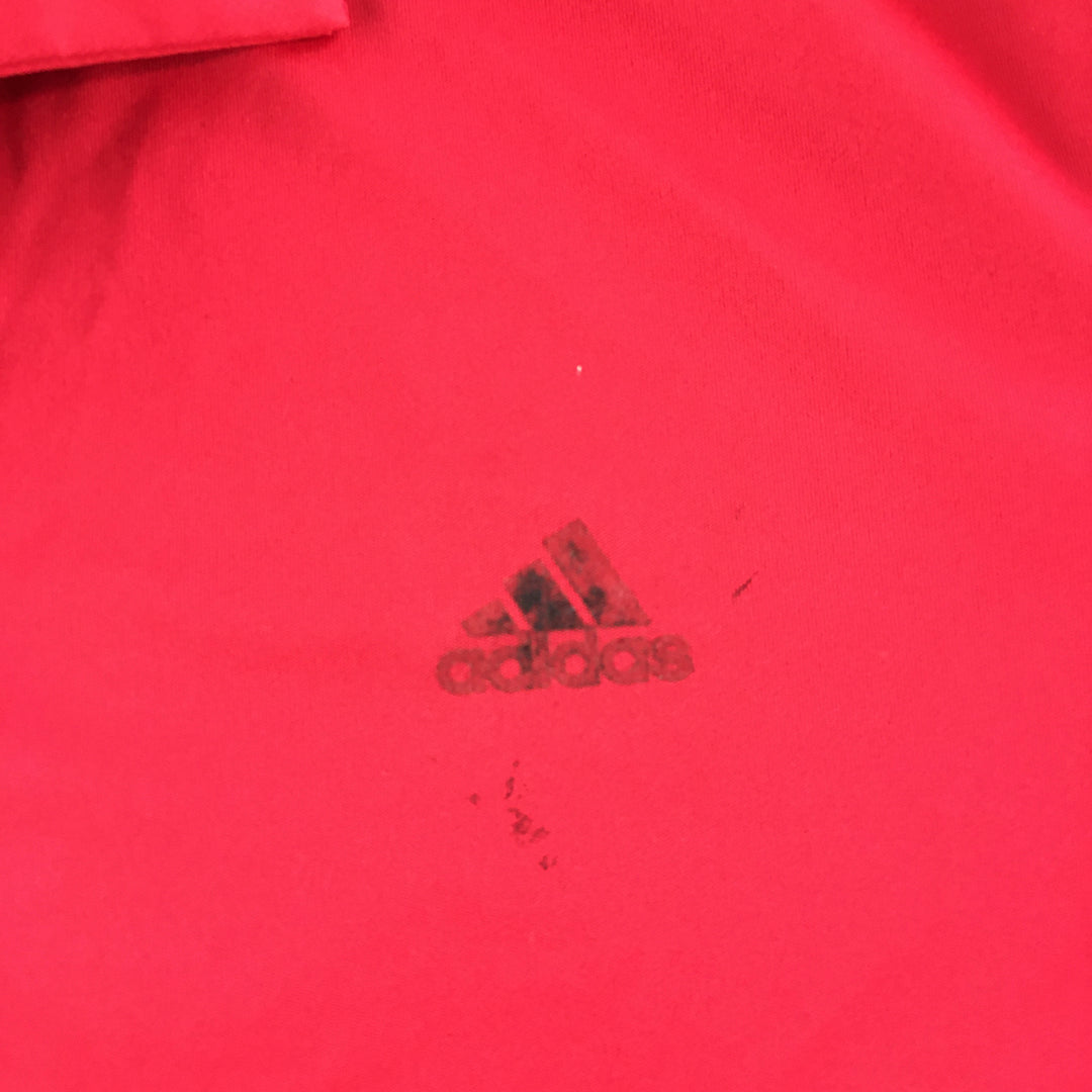 Adidas Mens Golf Shirt Size L Red Logo Collared Short Sleeve Polo Rugby