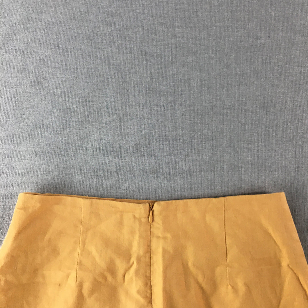 Nude Lucy Womens Linen Mini Skirt Size S Orange Back Zip